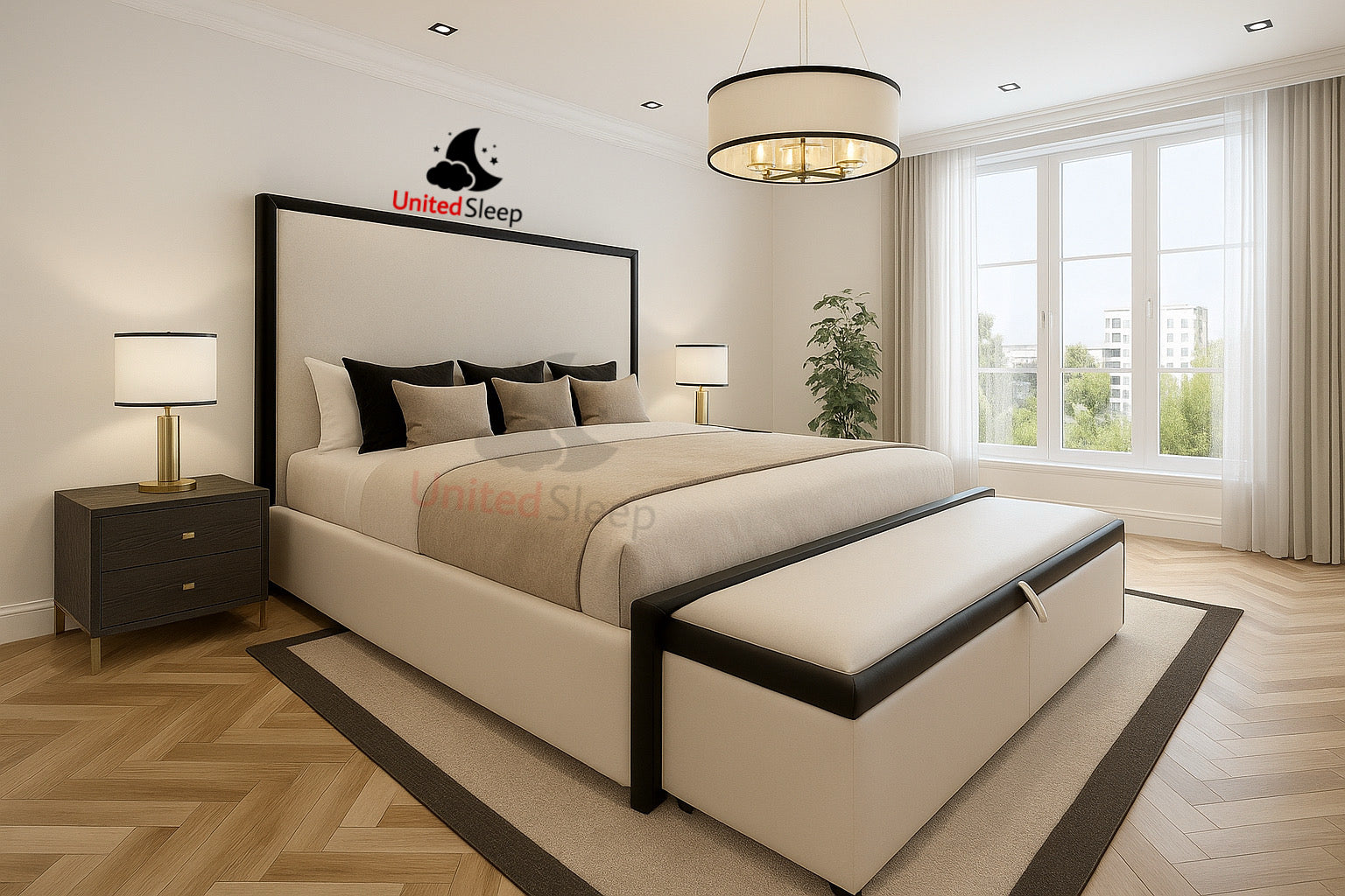 UnitedSleep™ Majestic Luxe Upholstered Bed with Hidden Storage – Premium Comfort & Style
